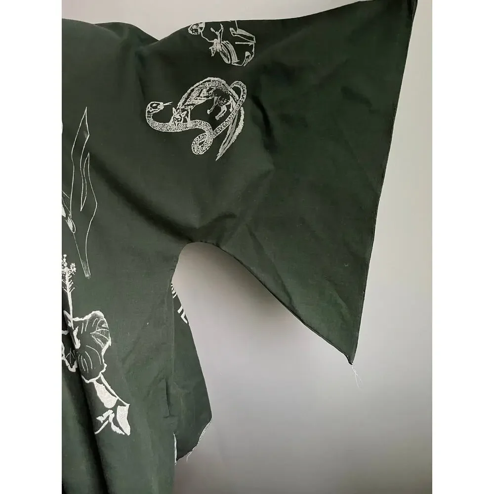 Vintage 90s Bell Sleeve Tunic | Ile Aux Fleurs Map Print | Flared Sleeves | M–XL - Picture 6 of 9